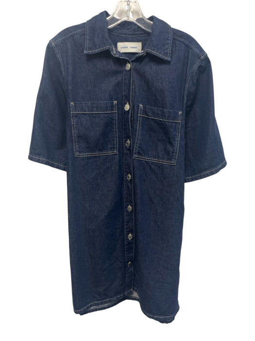 Samsoe Samsoe Size S Dark Wash Cotton & Lyocell Denim Short Sleeve Buttons Dress Dark Wash / S