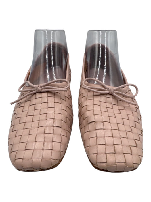 Quince Shoe Size 9 Light Pink Leather Woven Square Toe Ballet Flats Light Pink / 9