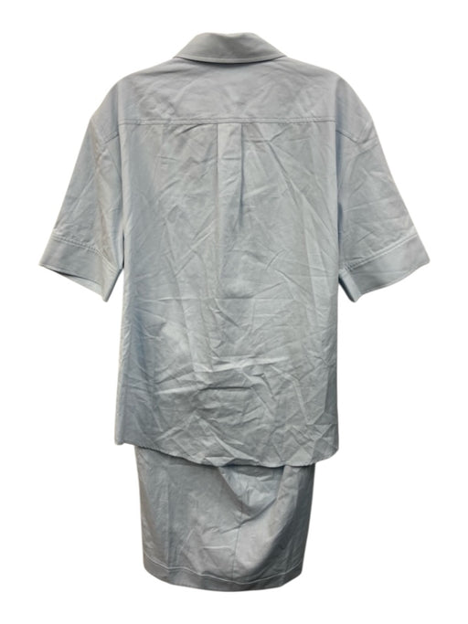 Callas Size 44 Light Blue Cotton Short Sleeve Button Front Back Cut Out Dress Light Blue / 44