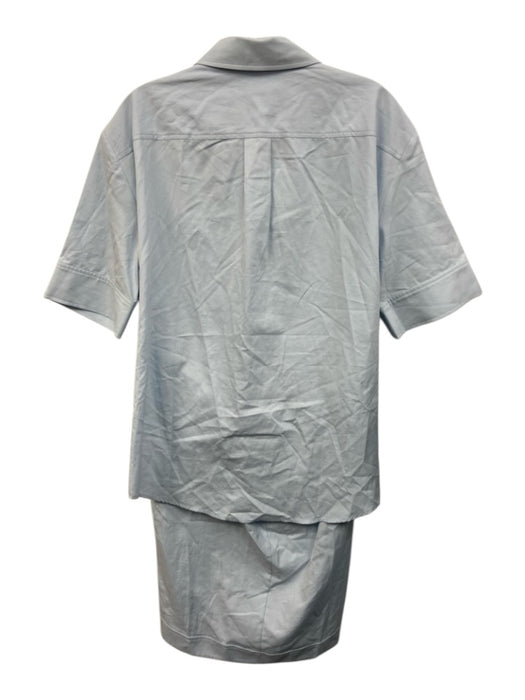Callas Size 44 Light Blue Cotton Short Sleeve Button Front Back Cut Out Dress Light Blue / 44