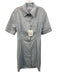 Callas Size 44 Light Blue Cotton Short Sleeve Button Front Back Cut Out Dress Light Blue / 44