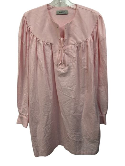 Rachel Comey Size 10 Baby Pink Cotton Long Sleeve Lace Up Pockets Dress Baby Pink / 10