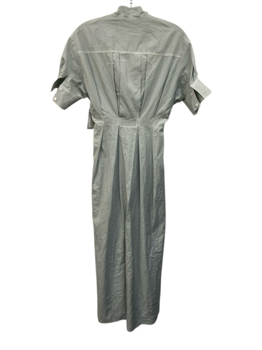 White Story Size 6 Pale Blue Cotton Short Sleeve Button Front Pleated Maxi Dress Pale Blue / 6