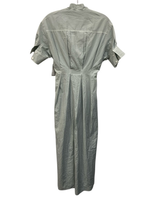 White Story Size 6 Pale Blue Cotton Short Sleeve Button Front Pleated Maxi Dress Pale Blue / 6
