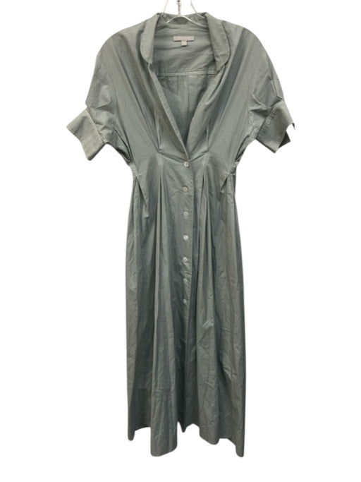 White Story Size 6 Pale Blue Cotton Short Sleeve Button Front Pleated Maxi Dress Pale Blue / 6