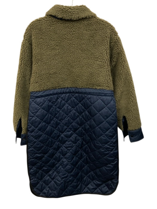 Everlane Size XS Navy blue & green Polyester Blend Faux Shearling Quilted Coat Navy blue & green / XS