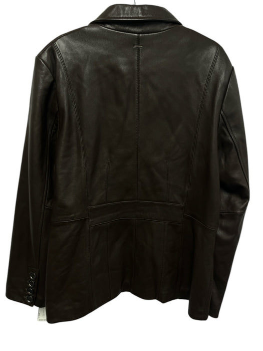 Calvin Klein Size L Dark Brown Leather 3 Button Collar Jacket Dark Brown / L