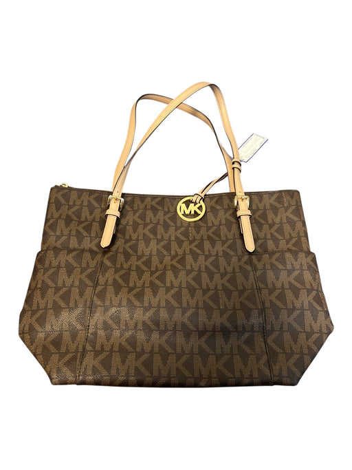 Michael Michael Kors Brown Pebble Leather Shoulder Bag Gold Hardware Feet Bag Brown / One Size