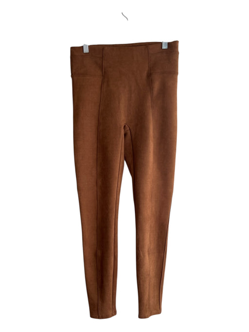 Spanx Size M Brown Polyester & Elastane Faux Suede Solid Seam Detail Pants Brown / M