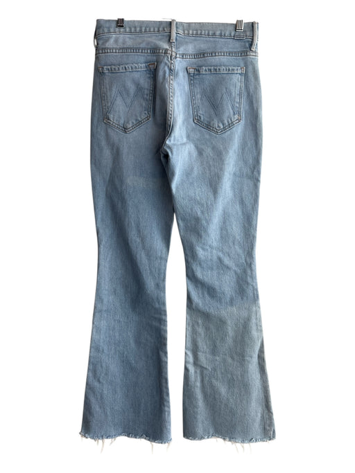 Mother Size 29 Blue Cotton & Elastane Denim Light Wash Raw Edge Flare Jeans Blue / 29