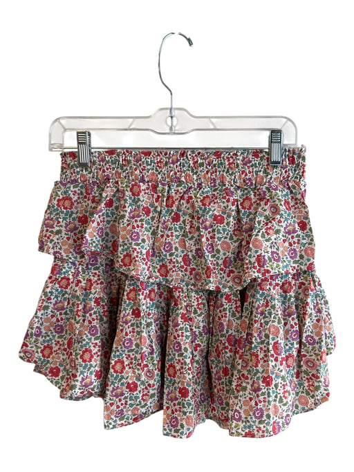 Love Shack Fancy Size S Multi Cotton Elastic Waist Floral Print Ruffle Skirt Multi / S