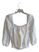 Cloth & Stone Size S White Linen & Rayon Square Neck Puff 1/2 Sleeve Cropped Top White / S