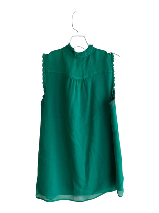 J. Crew Size 2 Green Silk stand collar 1/2 Button Sleeveless Fringe Detail Top Green / 2