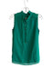 J. Crew Size 2 Green Silk stand collar 1/2 Button Sleeveless Fringe Detail Top Green / 2