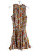 Poupette St. Barth Size S Orange & Multi Cotton Tie V Neck Floral eyelet Dress Orange & Multi / S