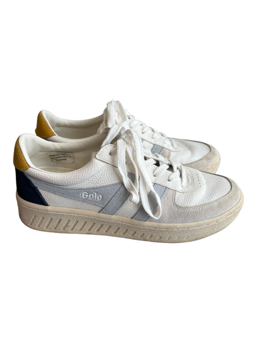 Gola Shoe Size 8 White, Blue & Yellow Leather Sneaker Lace Up Shoes White, Blue & Yellow / 8