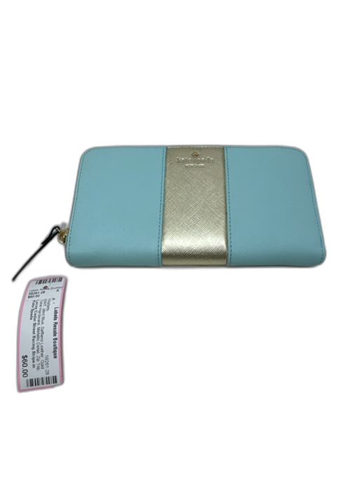 Kate Spade Mint Blue Saffiano Leather Gold Tone Hardware Metallic Detail Wallets Mint Blue