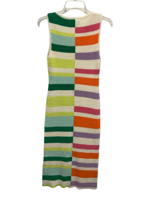 Flat White Size S Cream, Green, Multi Cotton & Acrylic Sleeveless Stripe Dress Cream, Green, Multi / S