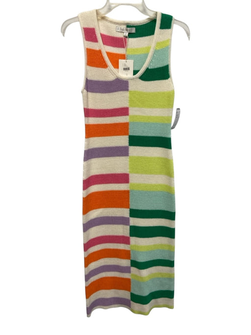 Flat White Size S Cream, Green, Multi Cotton & Acrylic Sleeveless Stripe Dress Cream, Green, Multi / S