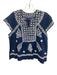 Ro's Garden Size S Dark Blue & White Cotton Cap Sleeve Floral Embroidery Top Dark Blue & White / S