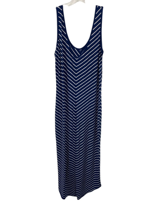 Athleta Size L Blue & White Viscose Blend Striped Sleeveless U Neck Dress Blue & White / L