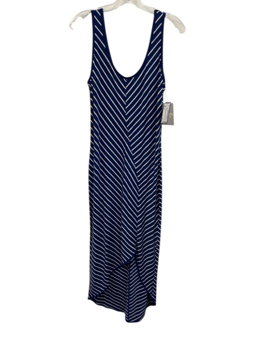 Athleta Size L Blue & White Viscose Blend Striped Sleeveless U Neck Dress Blue & White / L