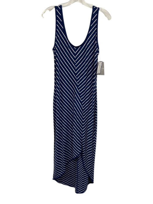 Athleta Size L Blue & White Viscose Blend Striped Sleeveless U Neck Dress Blue & White / L