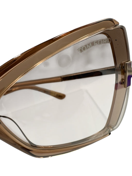 Tom Ford Brown Acetate Transparent Tinted Gradient Lens Geometric Sunglasses Brown
