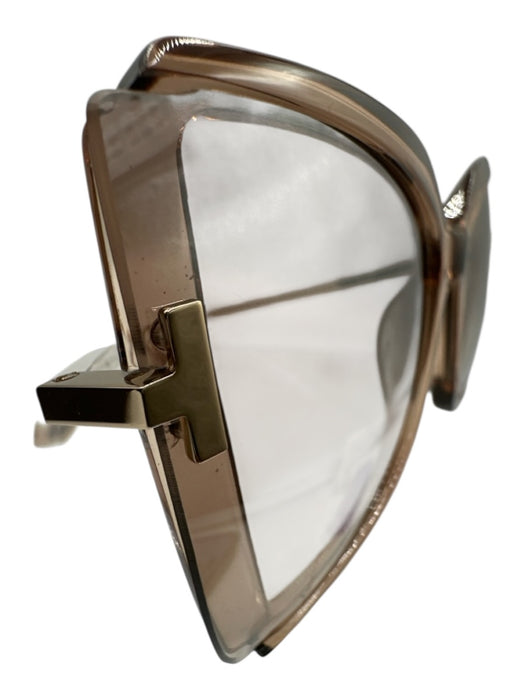 Tom Ford Brown Acetate Transparent Tinted Gradient Lens Geometric Sunglasses Brown