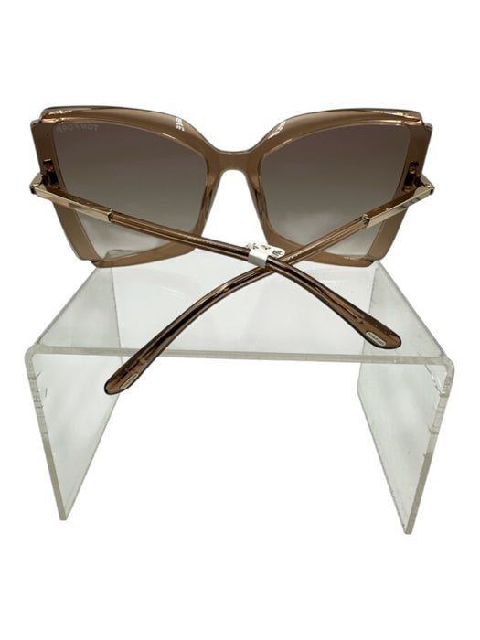Tom Ford Brown Acetate Transparent Tinted Gradient Lens Geometric Sunglasses Brown