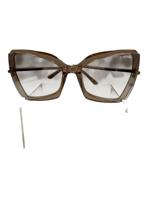 Tom Ford Brown Acetate Transparent Tinted Gradient Lens Geometric Sunglasses Brown