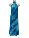Josie Natori Size M Mixed Blues Silk Halter Brushstroke Satin Maxi Skirt Set Mixed Blues / M