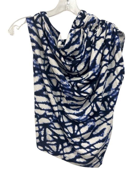 Natori Size M/8 White & Blue Tencel Blend Abstract Print Asymmetrical Pant Set White & Blue / M/8