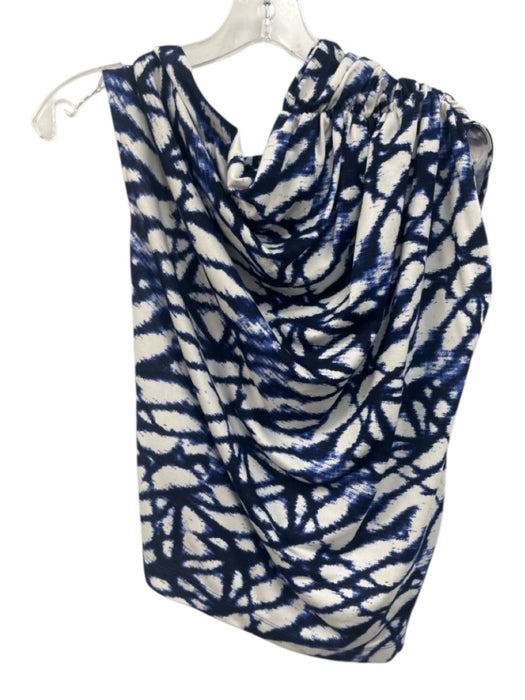 Natori Size M/8 White & Blue Tencel Blend Abstract Print Asymmetrical Pant Set White & Blue / M/8