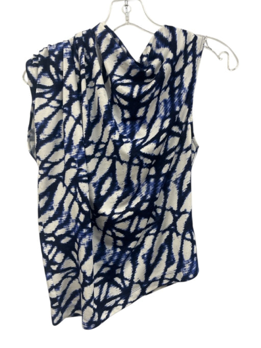 Natori Size M/8 White & Blue Tencel Blend Abstract Print Asymmetrical Pant Set White & Blue / M/8
