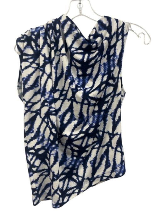 Natori Size M/8 White & Blue Tencel Blend Abstract Print Asymmetrical Pant Set White & Blue / M/8
