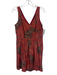 Peruvian Connection Size 10 Red & Beige Silk Sleeveless Abstract Print Dress Red & Beige / 10