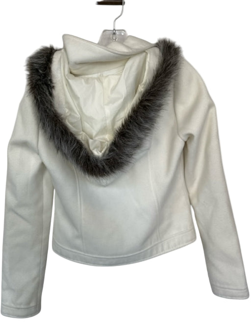 Jack Size S White Fur Hood Collar Asymetric Zip Jacket White / S