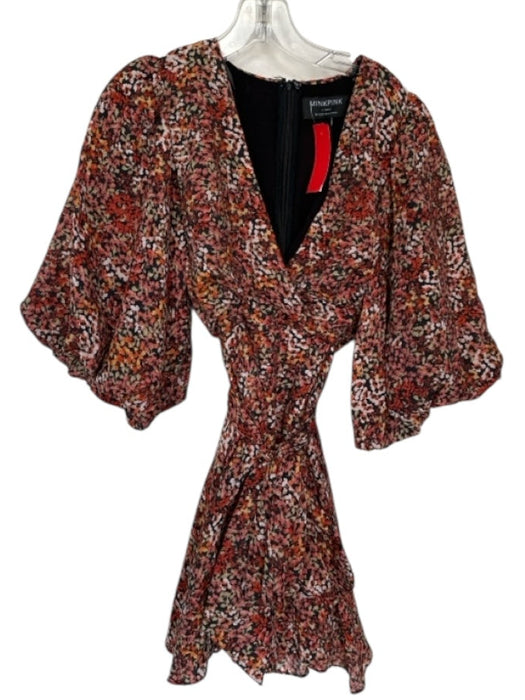 Minkpink Size XS Orange & Pink Floral Maxi Long Sleeve Dress Orange & Pink / XS