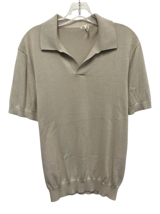Suitsupply Size L Beige Cotton Silk Polo Men's Short Sleeve Beige / L