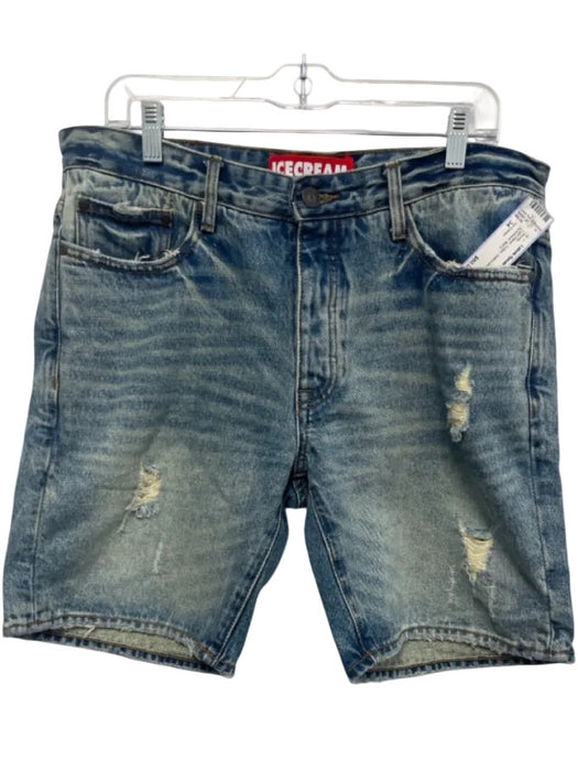 Ice Cream Size 34 Light Wash Cotton Distressed Men's Shorts Light Wash / 34
