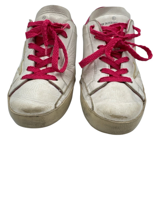 Golden Goose Shoe Size 36 White & Hot Pink Leather Star Lace Up Low Top Sneakers White & Hot Pink / 36