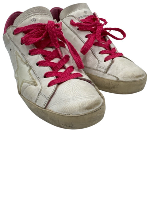 Golden Goose Shoe Size 36 White & Hot Pink Leather Star Lace Up Low Top Sneakers White & Hot Pink / 36