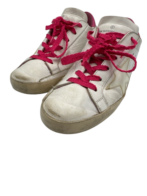 Golden Goose Shoe Size 36 White & Hot Pink Leather Star Lace Up Low Top Sneakers White & Hot Pink / 36