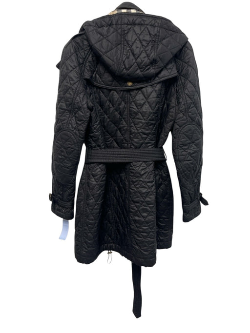 Burberry Brit Size L Black & Multi Polyamide Long Sleeve Quilted Belt Inc Coat Black & Multi / L