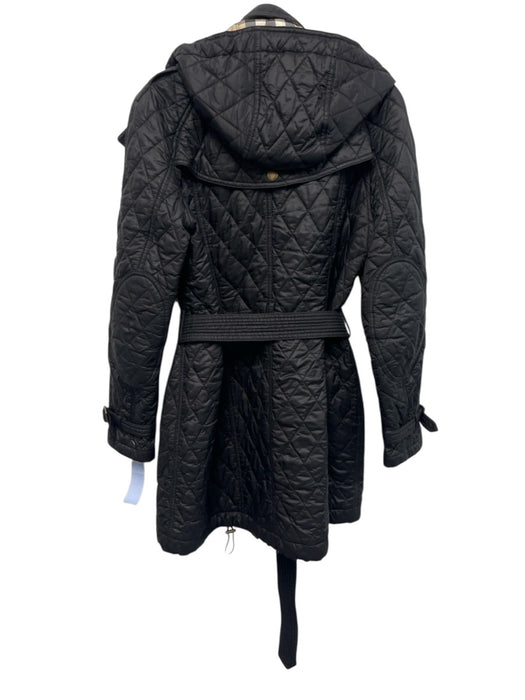 Burberry Brit Size L Black & Multi Polyamide Long Sleeve Quilted Belt Inc Coat Black & Multi / L