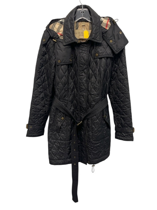 Burberry Brit Size L Black & Multi Polyamide Long Sleeve Quilted Belt Inc Coat Black & Multi / L