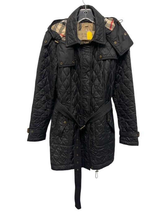 Burberry Brit Size L Black & Multi Polyamide Long Sleeve Quilted Belt Inc Coat Black & Multi / L