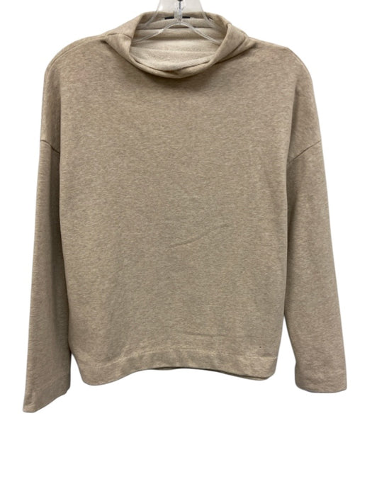 Vince Size XS Beige Gray Cotton Blend Long Sleeve Heathered Mock Neck Sweater Beige Gray / XS
