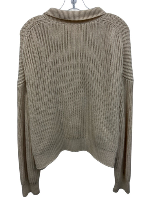 Closed Size S Light Tan Cotton Knit Long Sleeve 1/2 Zip Crop Sweater Light Tan / S
